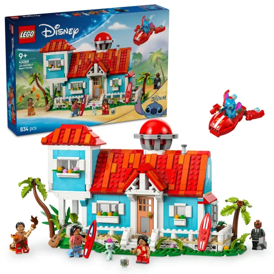 LEGO Disney Lilo és Stitch - Tengerparti ház tele részletekkel és kiegészítőkkel
