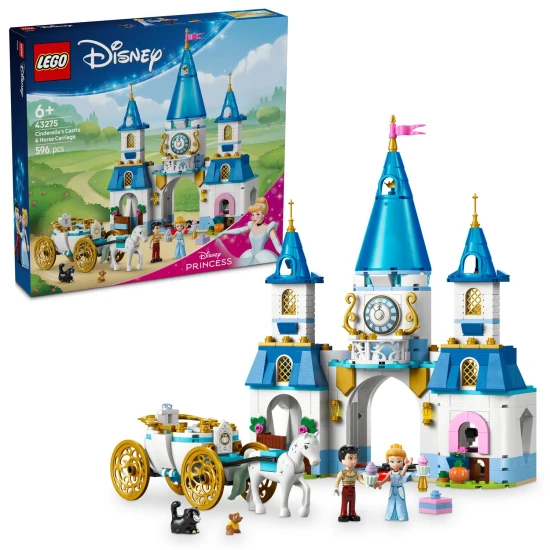 LEGO® Disney Hamupipőke kastélya és hintója – varázslatos építőkészlet karakterekkel és állatokkal a gyermekek kreatív játékához.