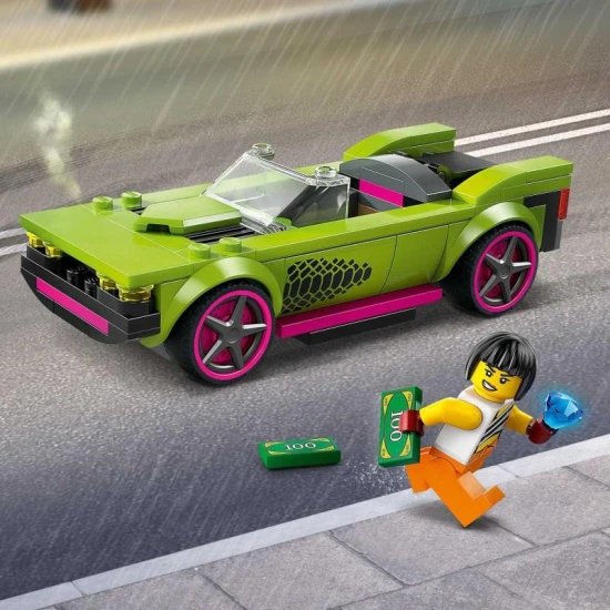 LEGO City 60415 – Rendőrautó és sportautó hajsza minifigurákkal, rendőrrel és bűnözővel