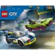 LEGO City 60415 – Rendőrautó és sportautó hajsza minifigurákkal, rendőrrel és bűnözővel