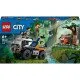 A LEGO CITY terepjáró robusztus gumikkal és kamerakarral, a dzsungel felfedezői tigrist követnek, távcsővel, walkie-talkie-val, térképpel és felmérő drónnal a kalandos felfedezéshez.