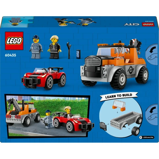 LEGO City Vontató- és sportkocsijavítás LEGO® vontató teherautó sofőrrel egy kényelmes kabinban, strapabíró széles gumikkal és működő csörlővel, amely minden helyzetben készen áll a segítségre.