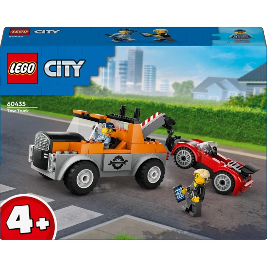 LEGO City Vontató- és sportkocsijavítás LEGO® vontató teherautó sofőrrel egy kényelmes kabinban, strapabíró széles gumikkal és működő csörlővel, amely minden helyzetben készen áll a segítségre.