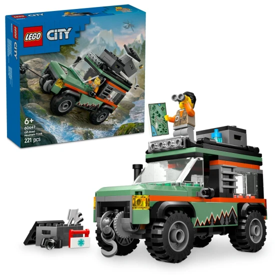 LEGO CITY 4x4 terepjáró hegyi teherautó működő csörlővel és kalandfelszereléssel