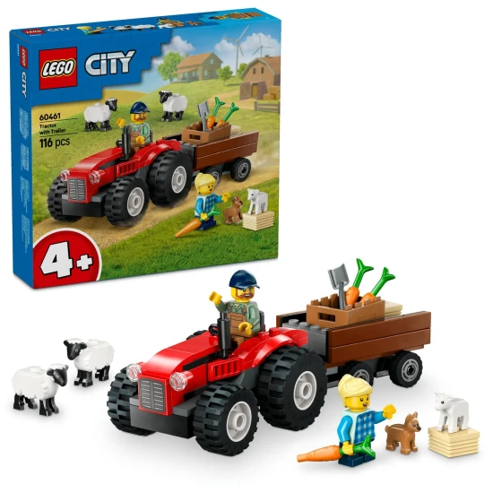 LEGO CITY mezőgazdasági traktor pótkocsival és állatokkal gyerekeknek