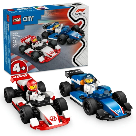 LEGO CITY F1® Williams Racing és Haas F1® versenyautók útra készen