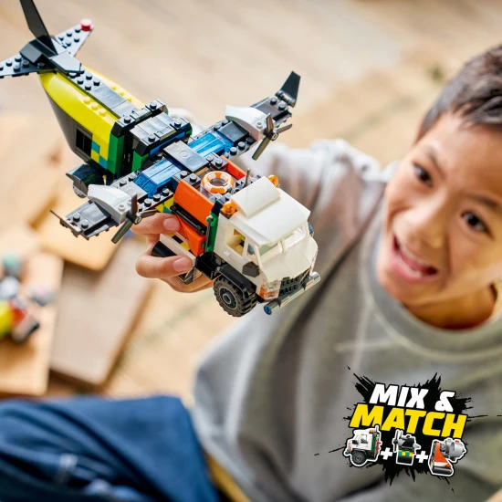 LEGO CITY 60505 Remix Repülőgép, Szervizjármű és Légpárnás jármű