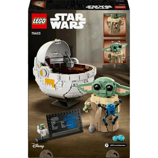LEGO Grogu™ lebegő babakocsiban – mozgó alkatrészeket tartalmazó részletes készlet a Star Wars rajongóinak.