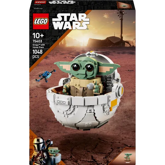 LEGO Grogu™ lebegő babakocsiban – mozgó alkatrészeket tartalmazó részletes készlet a Star Wars rajongóinak.