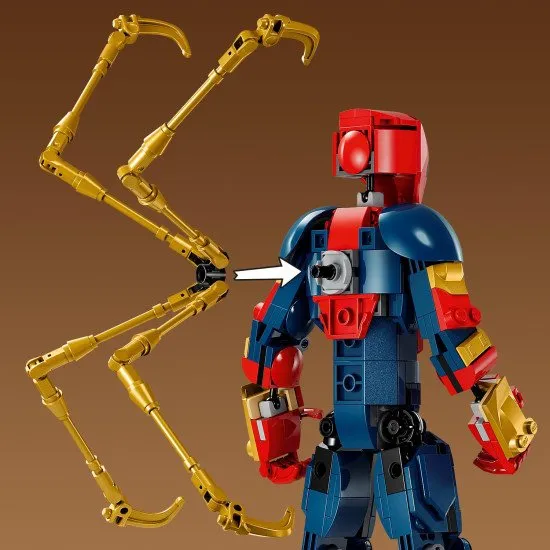 LEGO Iron Spider-Man robotkarokkal, Vas Pókember akciófigura, LEGO Iron Pókember akciópózok, Vas Pókember modern páncélzattal