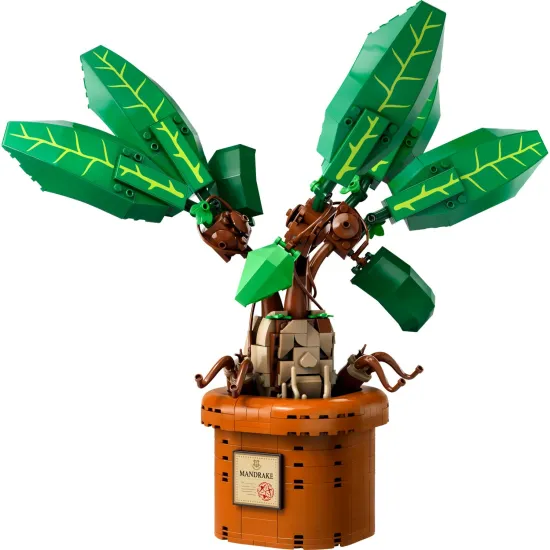 LEGO Harry Potter Mandragora egy edényben mozgatható levelekkel és testtel, a filmsorozat ihlette.