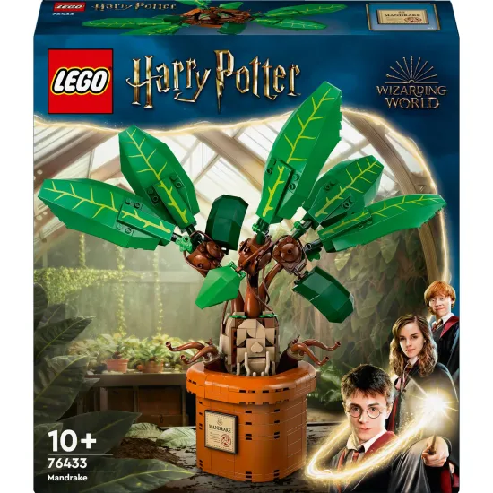 LEGO Harry Potter Mandragora egy edényben mozgatható levelekkel és testtel, a filmsorozat ihlette.