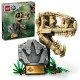 LEGO® Jurassic World T-Rex koponya és kövületek játékkészlet gyerekeknek, állvány információs táblával, nyitható állkapocs és rejtett „borostyán” darab.
