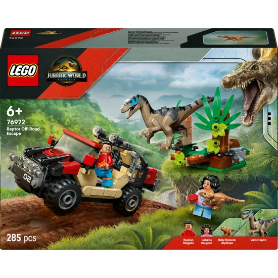 LEGO Jurassic World 76972 Menekülés a raptor elől a terepjáróban Velociraptorral és minifigurákkal