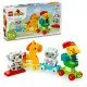 Állítsd össze az állatokat, tedd fel őket a vonatra, és indulj el velük egy utazásra a Lego Duplo Állatvonattal.