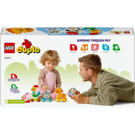 Állítsd össze az állatokat, tedd fel őket a vonatra, és indulj el velük egy utazásra a Lego Duplo Állatvonattal.