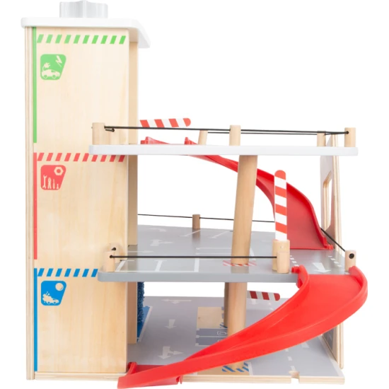 Háromszintes garázs mágneses elemekkel kis versenyzőknek.