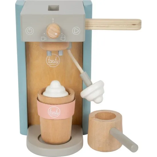 Ízletes fa kávéfőző kiegészítőkkel kis baristáknak.