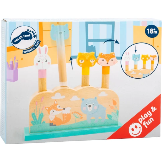 Fából készült lövöldözős betét Állatok - színes játék a motoros készségek fejlesztésére.