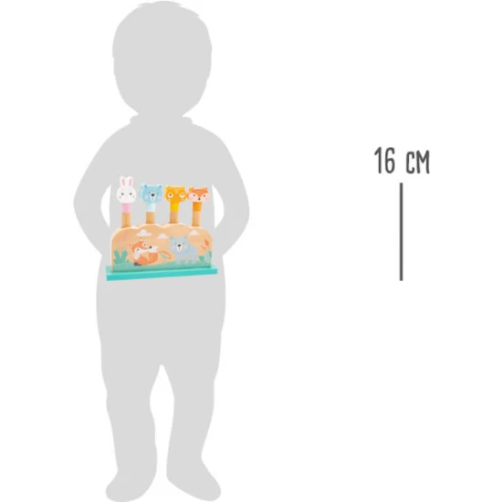 Fából készült lövöldözős betét Állatok - színes játék a motoros készségek fejlesztésére.