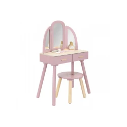 Fa fésülködőasztal székkel Pink