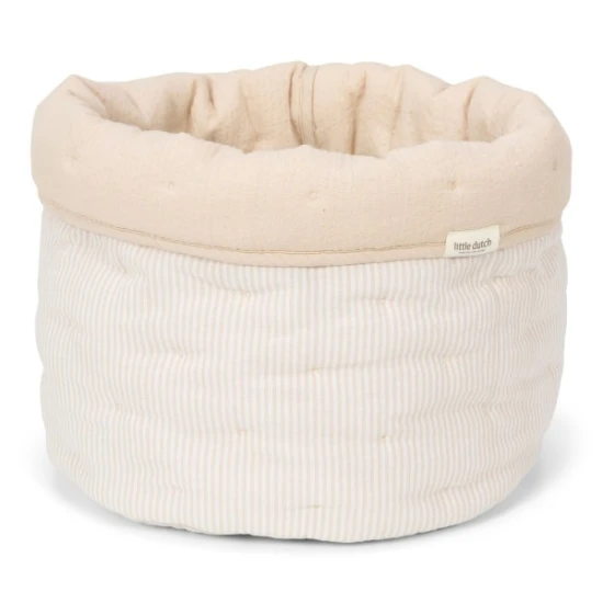 Little Dutch Kétoldalas textil kosár nagy Pure Soft Beige Stripe Little Dutch Kétoldalas textil kosár nagy Pure Soft Beige Stripe