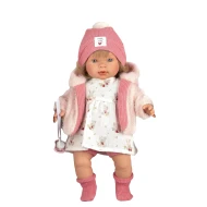 Llorens Baba Hangokkal és Puha Testtel Carla virágos ruhában 42 cm