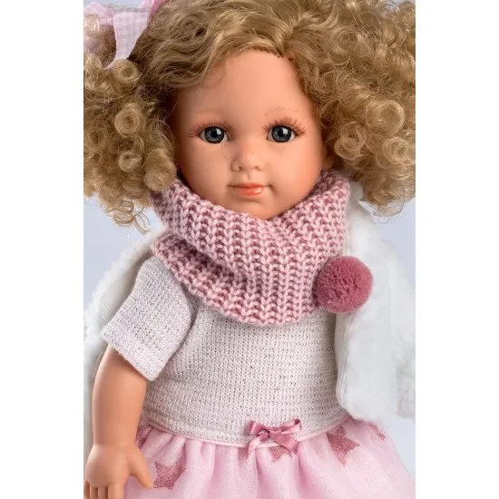 Kézzel készített baba puha szövettesttel és hosszú hajjal, 35 cm, 3 éves kortól használható.