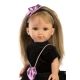 Llorens Doll Elena 35 cm puha testtel és fekete ruhával, kézzel készített Spanyolországban, 3 éves kortól használható.