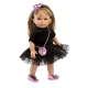 Llorens Doll Elena 35 cm puha testtel és fekete ruhával, kézzel készített Spanyolországban, 3 éves kortól használható.