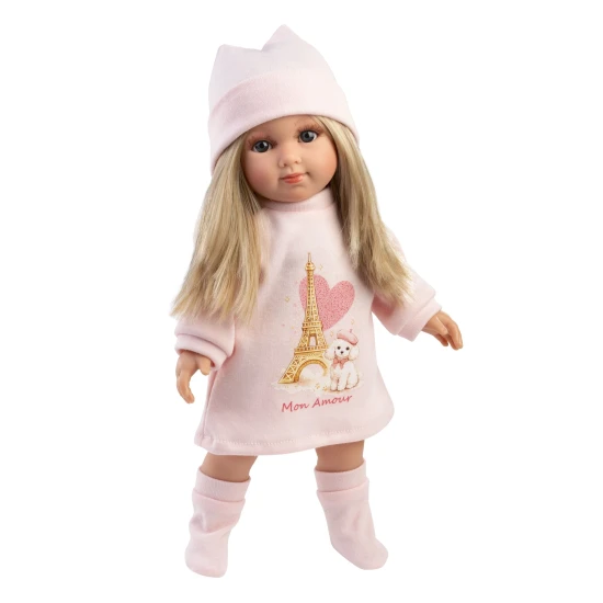 Llorens Baba Puha Testtel Elena Mon Amour mintás ruhában 35 cm Llorens Baba Puha Testtel Elena Mon Amour mintás ruhában 35 cm