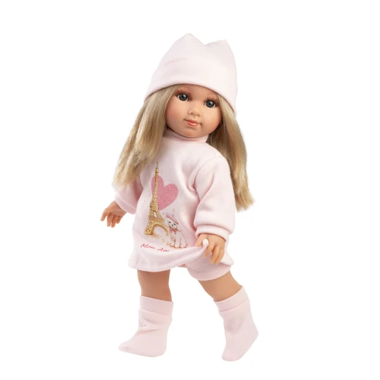 Llorens Baba Puha Testtel Elena Mon Amour mintás ruhában 35 cm Llorens Baba Puha Testtel Elena Mon Amour mintás ruhában 35 cm