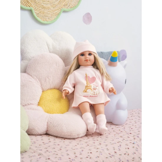 Llorens Baba Puha Testtel Elena Mon Amour mintás ruhában 35 cm Llorens Baba Puha Testtel Elena Mon Amour mintás ruhában 35 cm