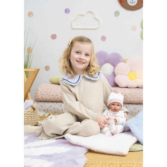 Llorens Baba Teljesen Vinilből kislány rózsaszín takaróval 35 cm