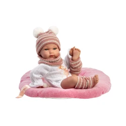 Llorens Baba Teljesen Vinilből kislány csíkos bojtos sapkával 35 cm Llorens Baba Teljesen Vinilből kislány csíkos bojtos sapkával 35 cm