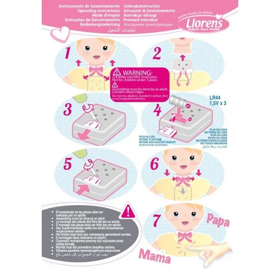 Llorens Llorens Baby puha testtel és hangokkal pólyában 36 cm Llorens beszélő baba puha anyagból készült testtel, 36 cm, aminek köszönhetően a