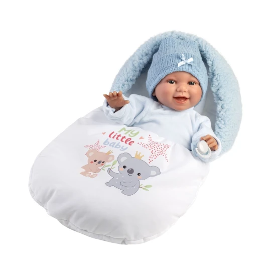 Llorens Baba Hangokkal és Puha Testtel kék Koala hálózsákban 38 cm Llorens Baba Hangokkal és Puha Testtel kék Koala hálózsákban 38 cm