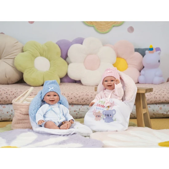 Llorens Baba Hangokkal és Puha Testtel kék Koala hálózsákban 38 cm Llorens Baba Hangokkal és Puha Testtel kék Koala hálózsákban 38 cm