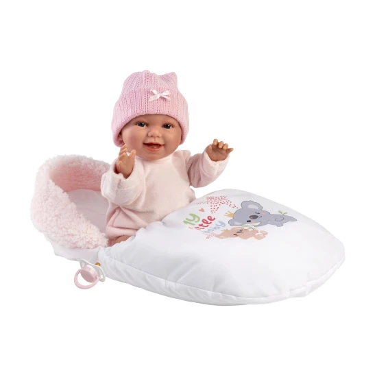 Llorens Baba Hangokkal és Puha Testtel rózsaszín Koala hálózsákban 38 cm Llorens Baba Hangokkal és Puha Testtel rózsaszín Koala hálózsákban 38 cm