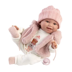 Llorens Baba Hangokkal és Puha Testtel szőrös kapucnis mellényben 38 cm Llorens Baba Hangokkal és Puha Testtel szőrös kapucnis mellényben 38 cm