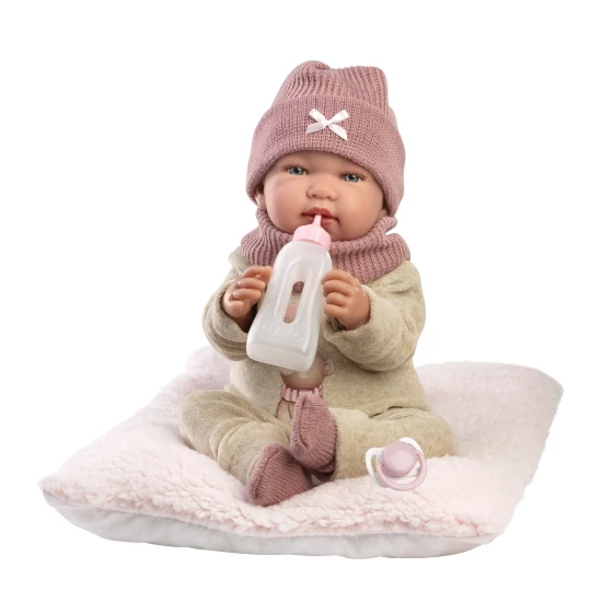 Llorens Baba Hangokkal és Puha Testtel macskafüles sapkával 44 cm Llorens Baba Hangokkal és Puha Testtel macskafüles sapkával 44 cm
