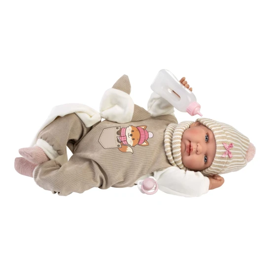 Llorens Baba Hangokkal és Puha Testtel róka mintával 44 cm Llorens Baba Hangokkal és Puha Testtel róka mintával 44 cm