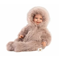 Llorens baba puha testtel és hangokkal, bolyhos overallban 45 cm