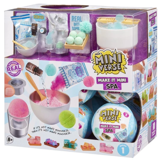 MGA’s Miniverse Make It Mini Spa – mini kozmetikai eszközök, fürdőgolyók, peelingek és szappanok élethű részletekkel