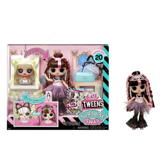 L.O.L. Surprise Swap Tweens Billie baba mini fésülő fejjel és haj kiegészítőkkel, 16,5 cm magas