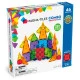 A MAGNA-TILES készlet nagy és kis darabokat kombinál.