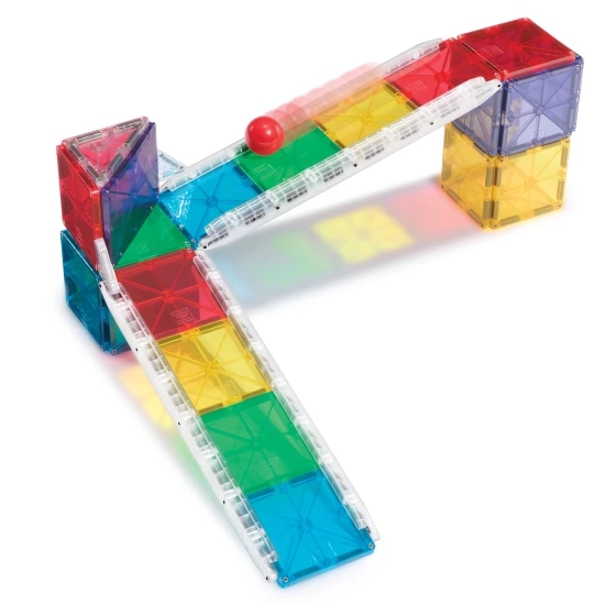 Mágneses építőkészlet MAGNA-TILES Rail Racers - 33 részes labdapálya sínekkel gyerekeknek