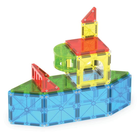 Mágneses építőkészlet MAGNA-TILES City Center - 110 rész utakkal, lépcsőkkel, autókkal és városi elemekkel