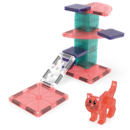 Mágneses készlet MAGNA-CSEMPEK Cat Tree - macskafa figurával, microMAGS részekkel és dekorációkkal