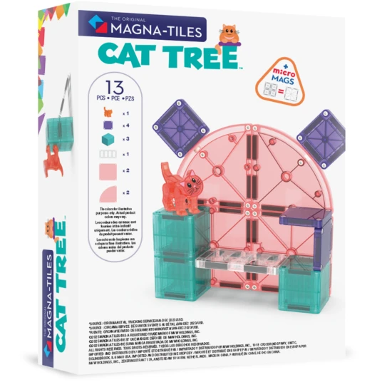 Mágneses készlet MAGNA-CSEMPEK Cat Tree - macskafa figurával, microMAGS részekkel és dekorációkkal